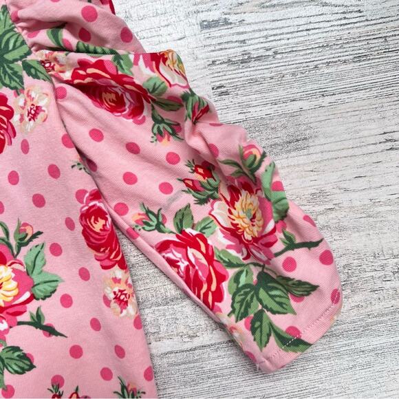 Matilda Jane Girls Top Size 6 Think Floral Pink Polka Dot 3/4 Sleeve - Picture 6 of 7